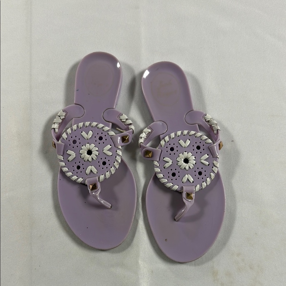 Jack Rogers Purple and White Sandals with Sparkling Medallion